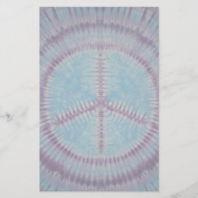 Blue Peace Sign Tie Dye Stationary Stationery (Front)