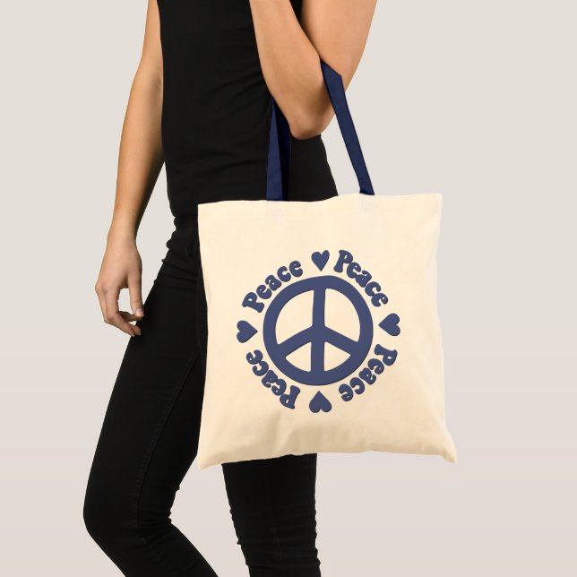 Blue Peace Sign Tote Bag (Front (Product))