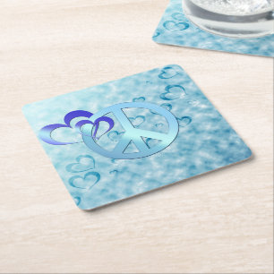Blue Peace Square Paper Coaster