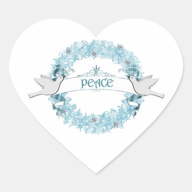 Blue Peace Wreath with Doves Stickers (Front)