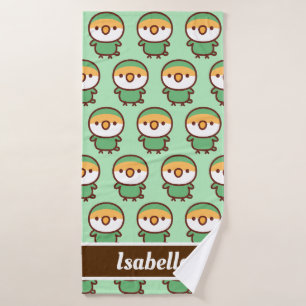 Blue Peach-faced lovebird Bath Towel