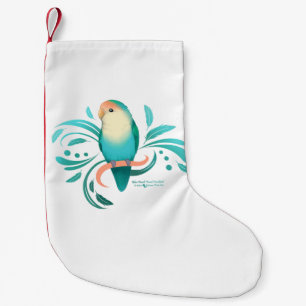 Blue Peach Faced Lovebird Small Christmas Stocking