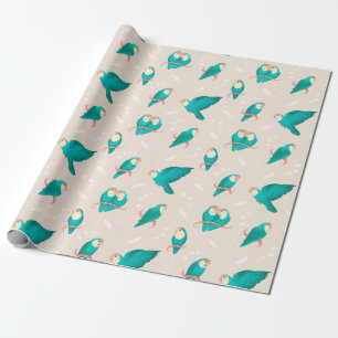 Blue Peach Faced Lovebird Wrapping Paper