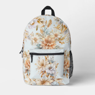 Blue Peach Floral Copper Rosegold Colour Backpack