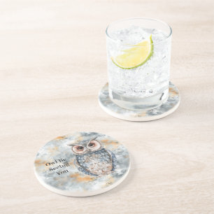 Blue Peach Owl Be Seeing You Coaster
