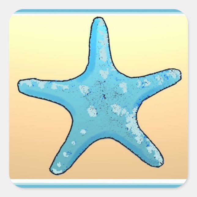 Blue peach pastel starfish envelope seal stickers (Front)