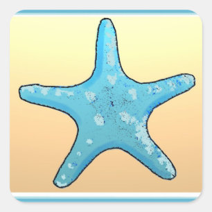 Blue peach pastel starfish envelope seal stickers