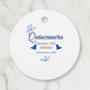 Blue peach quinceanera 15th birthday rustic mexica favour tags