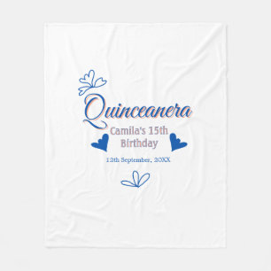 Blue peach quinceanera 15th birthday rustic mexica fleece blanket