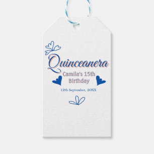Blue peach quinceanera 15th birthday rustic mexica gift tags