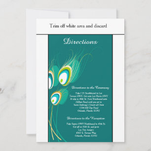 Blue Peacock 3.5x6 Wedding Directions Card