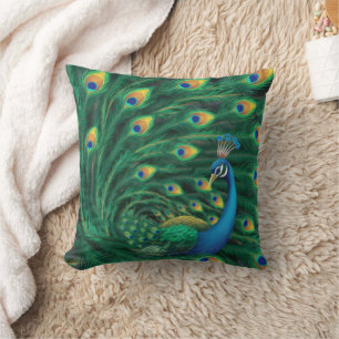Blue Peacock Bird Cushion