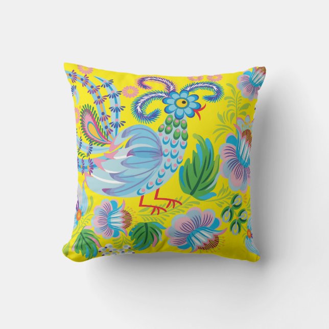 Blue Peacock Cushion (Front)