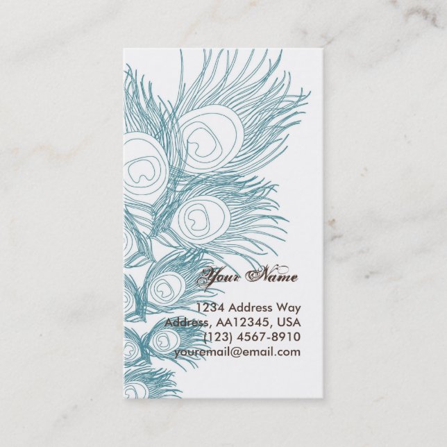 Blue Peacock Feather Business Card (Front)