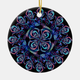 Blue Peacock Feather Ceramic Ornament