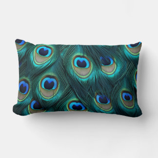 Blue peacock feather  lumbar cushion