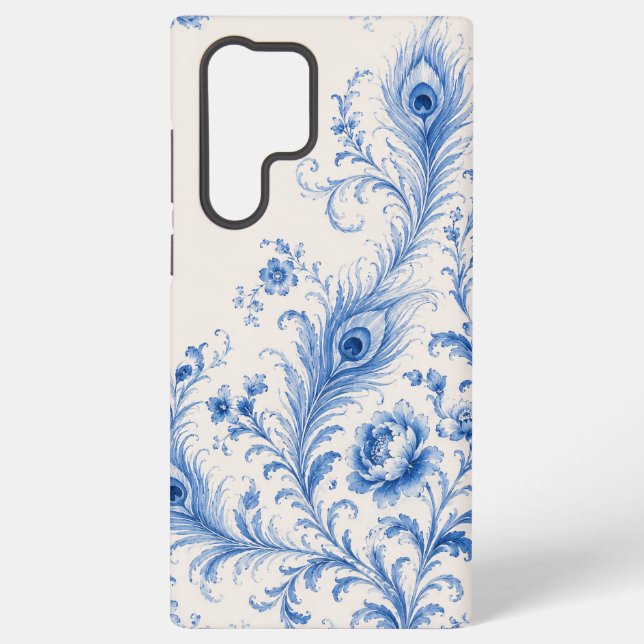 Blue Peacock Feather Phone Case (Back)