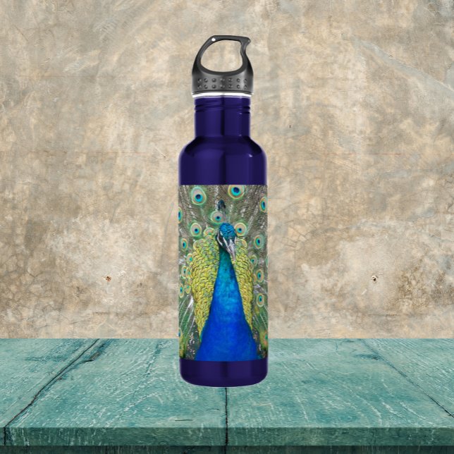 Blue Peacock Feather Plumage 710 Ml Water Bottle (In Situ)