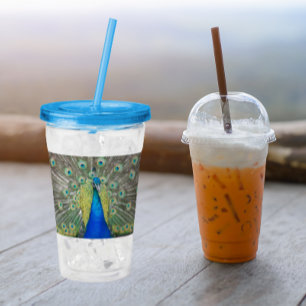 Blue Peacock Feather Plumage Acrylic Tumbler