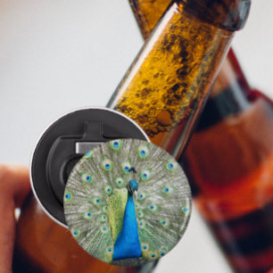 Blue Peacock Feather Plumage Bottle Opener