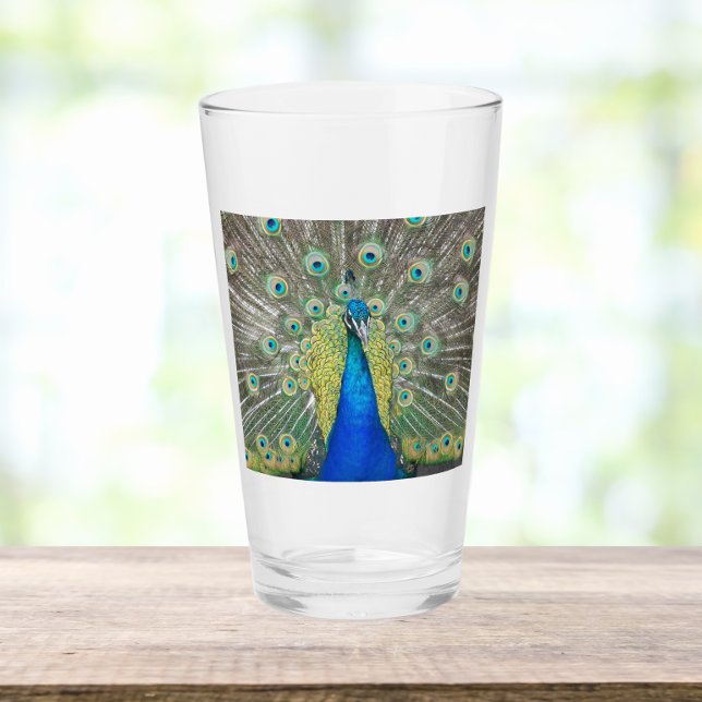 Blue Peacock Feather Plumage Glass (In Situ Table)