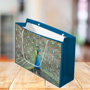 Blue Peacock Feather Plumage Photo Large Gift Bag