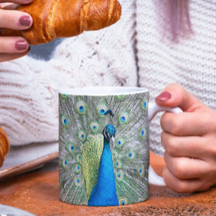 Blue Peacock Feather Plumage Photo Mug