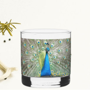 Blue Peacock Feather Plumage Whiskey Glass