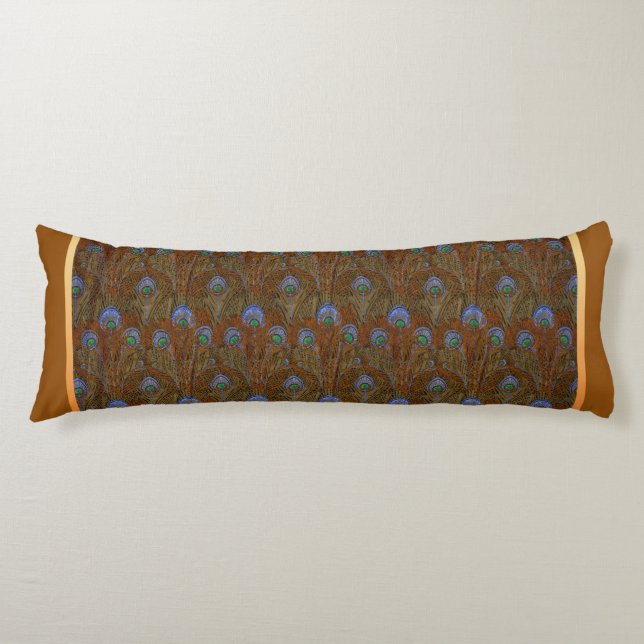 Blue Peacock Feathers Body Cushion (Front)