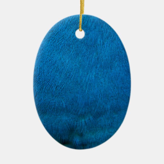 Blue peacock feathers ceramic tree decoration (Front)