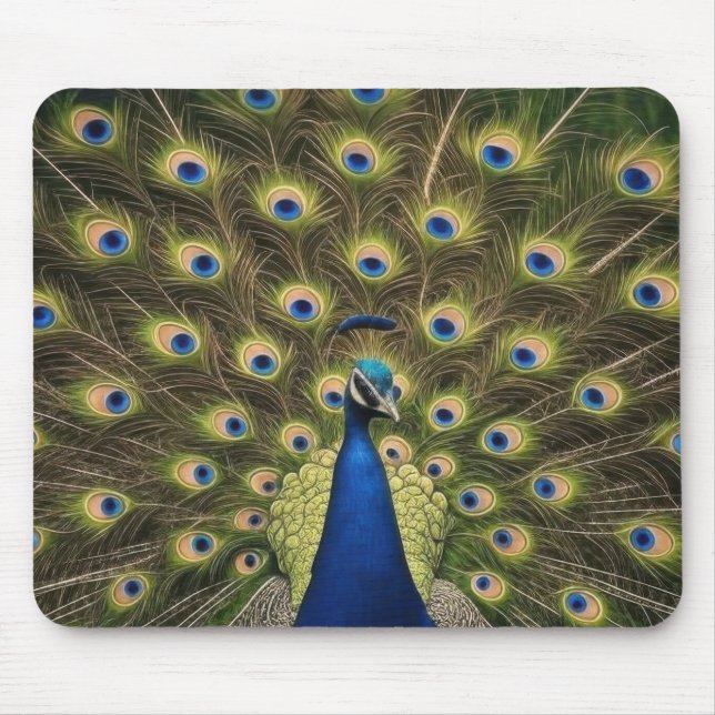 Blue Peacock Mouse Pad (Front)