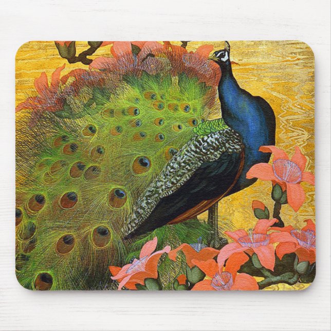 Blue Peacock Mouse Pad (Front)