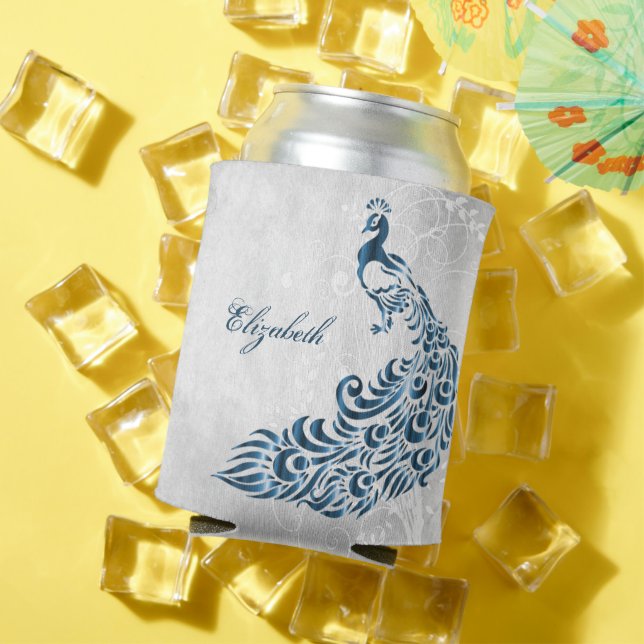 Blue Peacock Personalised Can Cooler (In Situ Summer)