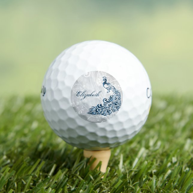 Blue Peacock Personalised Golf Balls (Insitu Tee)