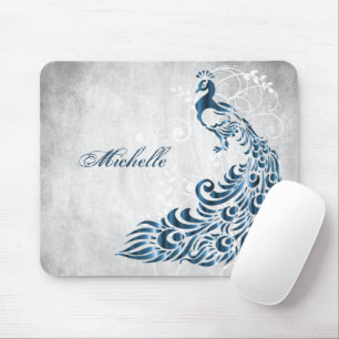 Blue Peacock Personalised Mousepad