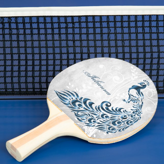Blue Peacock Personalised Ping Pong Paddle