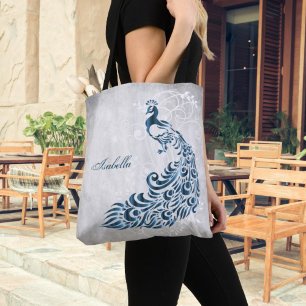 Blue Peacock Personalised Tote Bag