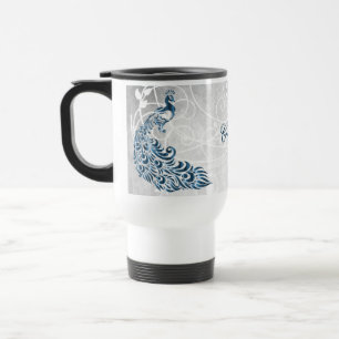 Blue Peacock Personalised Travel Mug