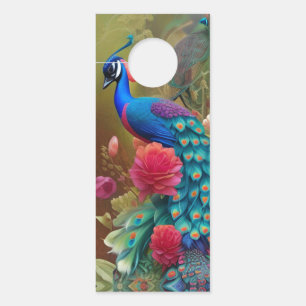 Blue Peacock, Pink Rose Garden  DO NOT DISTURB Door Hanger