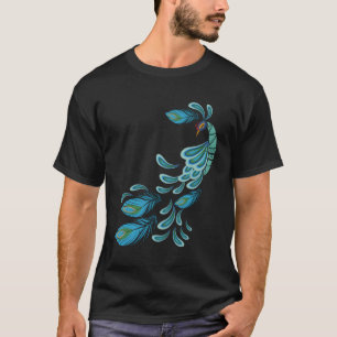 Blue Peacock Print Teal Feathers I Peacock T-Shirt