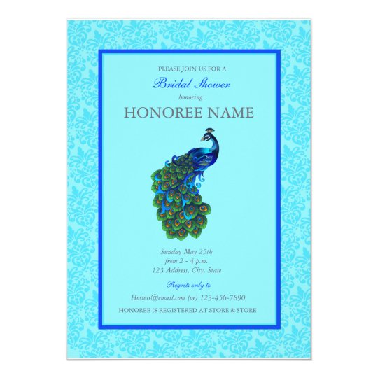 Blue Peacock Shower Invite