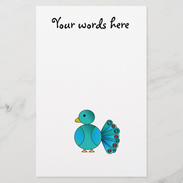 Blue peacock stationery