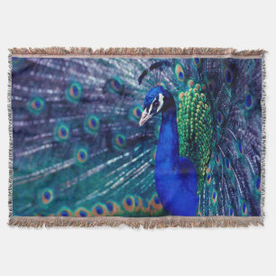 Blue Peacock Throw Blanket