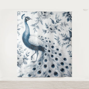 Blue peacock vintage tapestry
