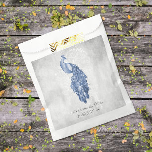 Blue Peacock Wedding Favour Bag