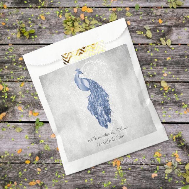 Blue Peacock Wedding Favour Bag (Blue Peacock Wedding Favor Bags)