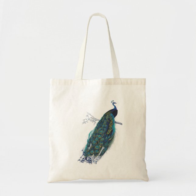 Blue Peacock with beautiful tail feathers Tote Bag (Front)
