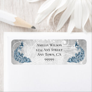 Blue Peacocks Address Label Return Address Label