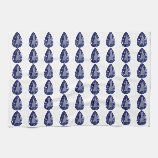 Blue Pear Pattern Tea Towel (Horizontal)