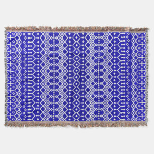 Blue Pearl Legacy: Moroccan Heritage Texture Throw Blanket